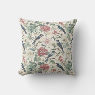 Chinoiserie Vogels en Pioen Bloemendesign Buitenkussen