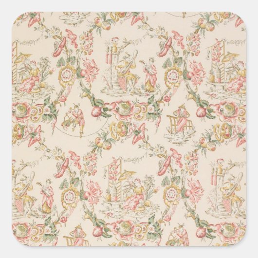 Chinoiserie Wallpaper Vierkante Sticker (Voorkant)