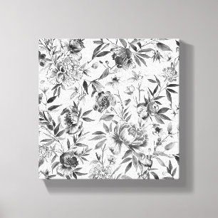 Chinoiserie watercolor bloemschildering canvas afdruk