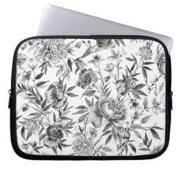 Chinoiserie Watercolor Floral Botanical Painting Laptop Sleeve