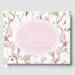 Chinoiserie Waterverf Bloemen Meisje Baby shower Gastenboek