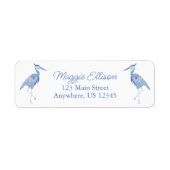 Chinoiserie Waterverf Blue Heron Return Address Etiket (Voorkant)