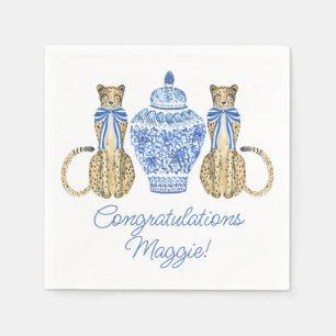 Chinoiserie Waterverf Bow Cheetah Ginger Jar Servet