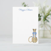 Chinoiserie Waterverf Bow Cheetah Note Cards Bedankkaart (Staand voorkant)