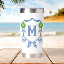 Chinoiserie Waterverf Bow Topiary Monogram Crest