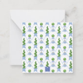 Chinoiserie Waterverf Bow Topiary Monogram Crest Notitiekaartje (Achterkant)