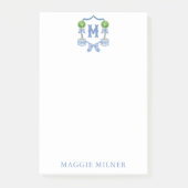 Chinoiserie Waterverf Bow Topiary Monogram Crest Post-it® Notes (Voorkant)