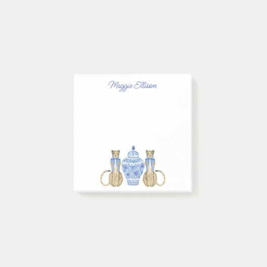 Chinoiserie Waterverf Cheetah Ginger Jar Post-it® Notes (Voorkant)