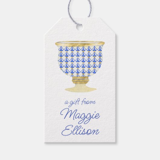 Chinoiserie Waterverf Chic Vase Gift Labels Cadeaulabel (Voorkant)