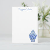 Chinoiserie Waterverf Ginger Jar Note Cards Bedankkaart (Staand voorkant)