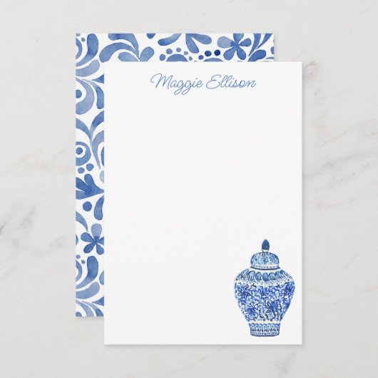 Chinoiserie Waterverf Ginger Jar Note Cards Bedankkaart (Voorkant / Achterkant)