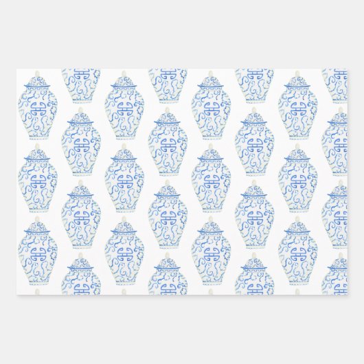 Chinoiserie Waterverf Ginger Jar Wrapping Paper (Voorkant 2)