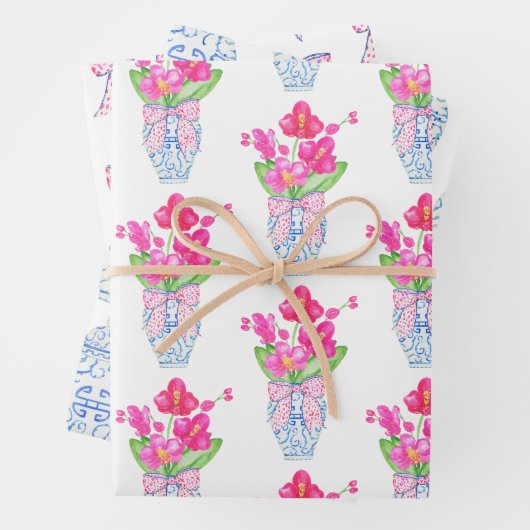 Chinoiserie Waterverf Ginger Jar Wrapping Paper (In situ)