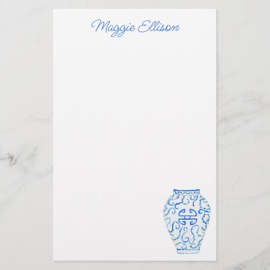 Chinoiserie Waterverf Ginger Vase Stationery Briefpapier (Voorkant)