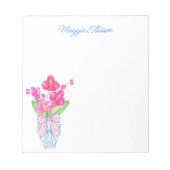 Chinoiserie Waterverf Orchids Ginger Jar Notepad Notitieblok (Voorkant)