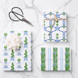 Chinoiserie Waterverf Topiary Wrapping Paper