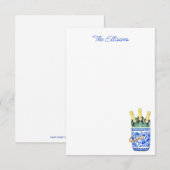 Chinoiserie Waterverf Wine Ice Bucket Note Cards Bedankkaart (Voorkant / Achterkant)