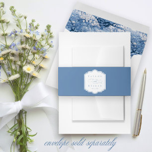 Chinoiserie Wedding Lijst Blauw ID1094 Uitnodigingen Wikkel
