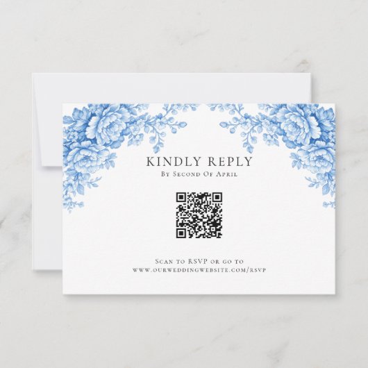 Chinoiserie Wedding Minimal Monogram RSVP QR Code (Devant)