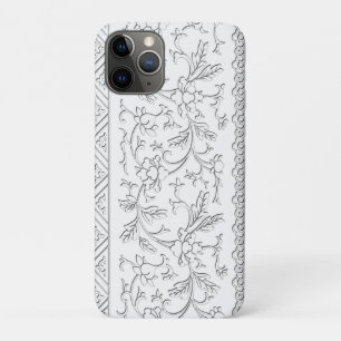  Chinoiserie Wit Bloemen Scroll Border iPhone 11 Pro Hoesje