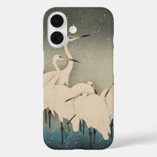 Chinoiserie Witte Reiger Winter Sneeuw Patroon iPhone 16 Hoesje