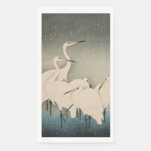 Chinoiserie Witte Reiger Winter Sneeuw Patroon Servet