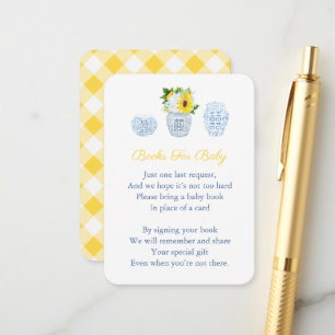 Chinoiserie Zonnebloemen Boeken voor Baby Gedicht Informatiekaartje