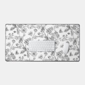  Chinoiserie zwart bloemenpatroon Bureaumat (Keyboard & Muis)