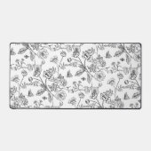  Chinoiserie zwart bloemenpatroon Bureaumat (Voorkant)