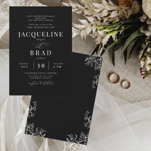 Chinoiserie Zwart Elegant Beide Ouders Bruiloft II Kaart