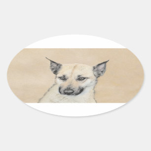 Chinook (gepunte oortjes) schilderen - oorspronkel ovale sticker