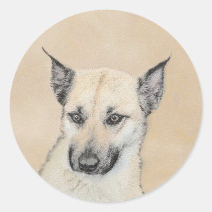 Chinook (gepunte oortjes) schilderen - oorspronkel ronde sticker
