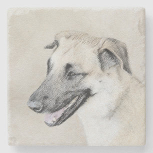 Chinook (Helikopter ars) schilderen - hond kunst Stenen Onderzetter