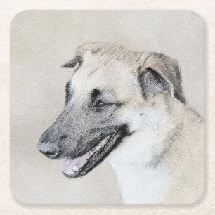 Chinook (Helikopter ars) schilderen - hond kunst Vierkante Kartonnen Onderzetter