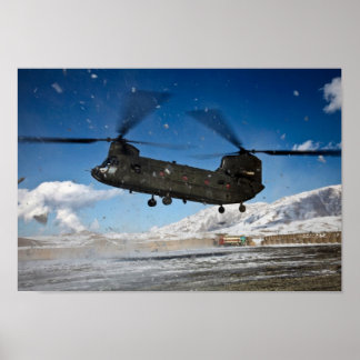 Chinook Helikopter op sneeuw Poster