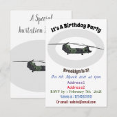 Chinook legerhelikopter cartoonillustratie kaart (Voorkant / Achterkant)