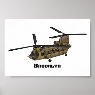 Chinook militair helikopter illustratie poster