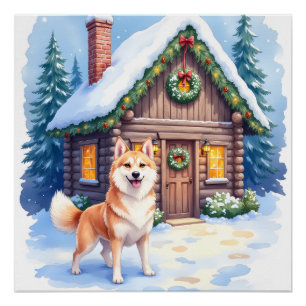 Chinook Rustic Blokhut Kerst Kunst Perfect Poster