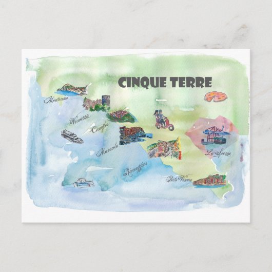 Chinque Terre Italie Carte de l'affiche Vintage vo (Devant)