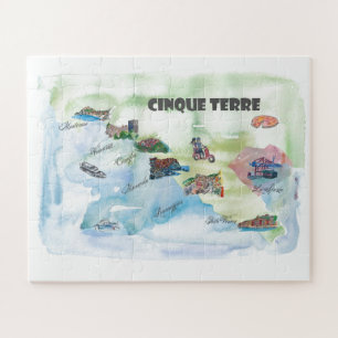 Chinque Terre Italy Vintage Travel Poster Map Legpuzzel