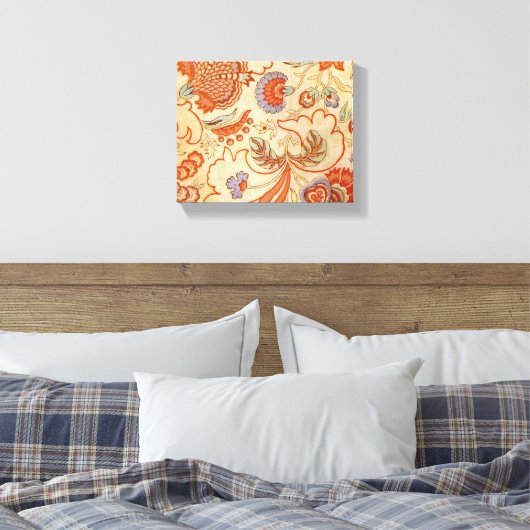 Chintz Paisley Antiek Floral Pattern Canvas Afdruk (Insitu (Slaapkamer))