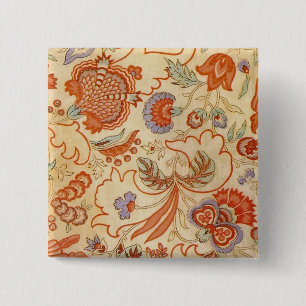Chintz Paisley Antieke Bloemmotief Vierkante Button 5,1 Cm