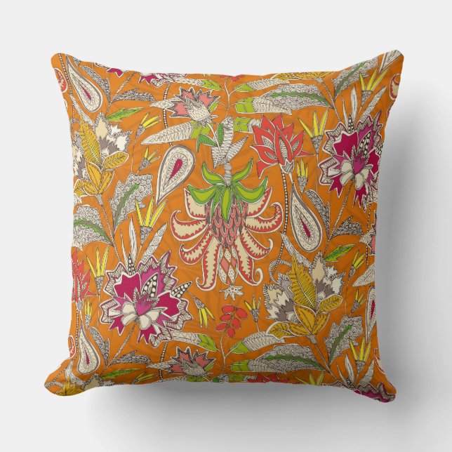 chintz pop oranje kussen (Voorkant)