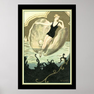 Chiostri Déco "Swimmer in a Clam Shell" 13x19