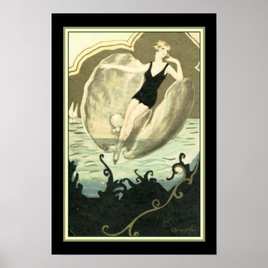 Chiostri Deco "Swimmer in a Clam Shell" 13x19 Poster (Voorkant)
