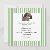 Chiot 4e anniversaire fête Enfants Lime Invitation (Dos)
