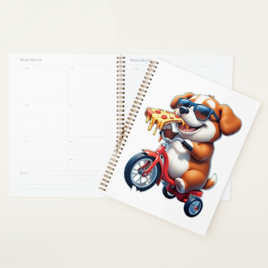 chiot à vélo mangeant de la pizza (Devant avec enveloppe)