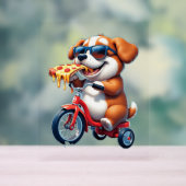 chiot à vélo mangeant de la pizza (Neutre)