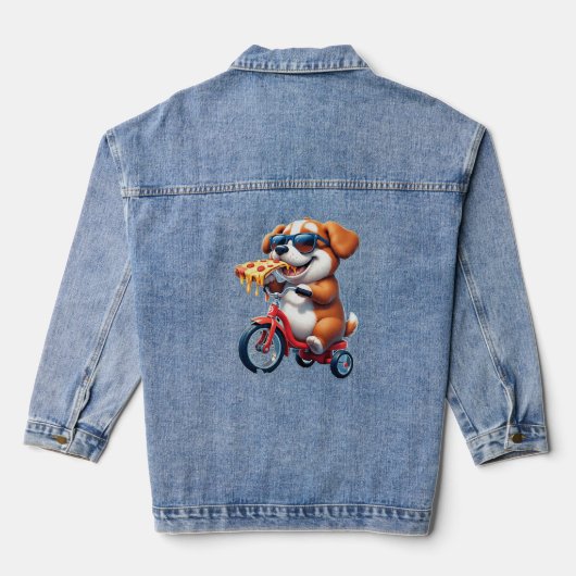 chiot à vélo mangeant de la pizza (Verso)