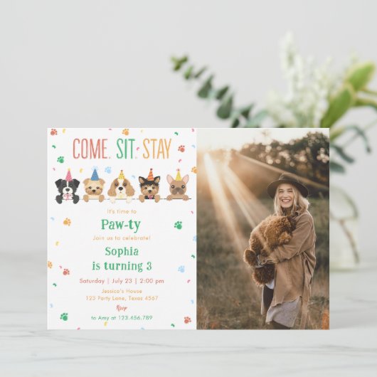 Chiot Anniversaire Invitation Chien Partie Pawty P (Debout devant)